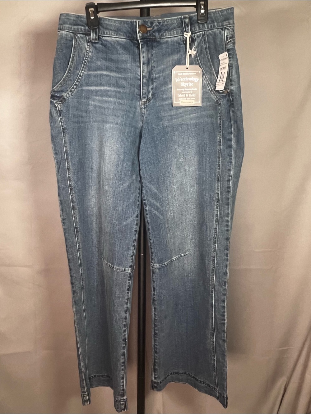 Democracy Absolution Skyrise Crop Barrel Leg Jeans Mid Blue Artisanal NWT 12